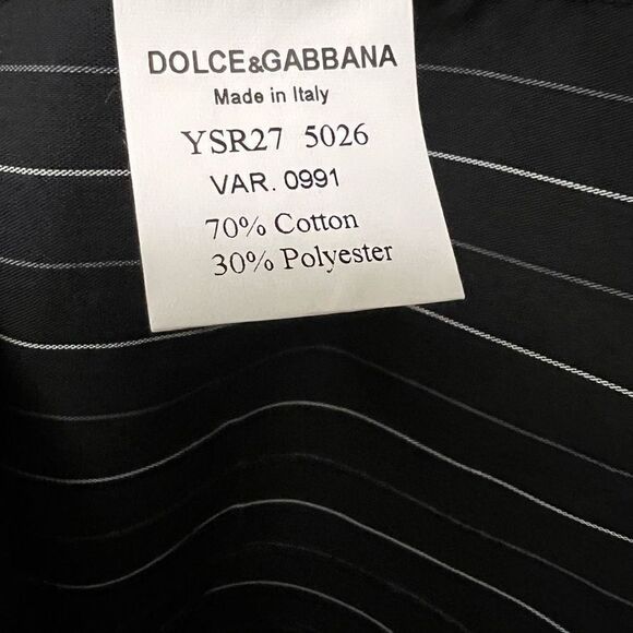 Dolce & Gabbana Men’s Button down Striped Navy Shirt Size 17.5/44 - Picture 4 of 6